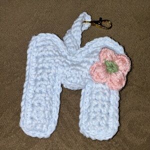 Crochet Initial M Bag Charm Purse Backpack Keychain Handmade
